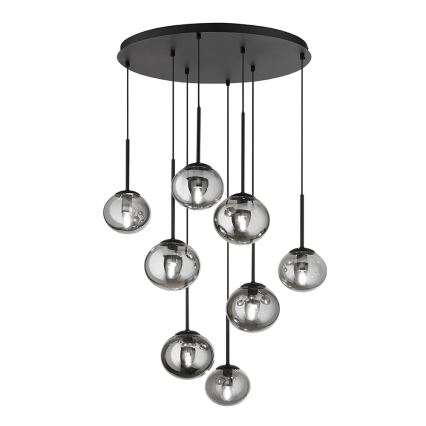 Ondaluce - Lysekrone med wire JEWEL 8xE14/10W/230V Ø 70 cm røgfarvet sort