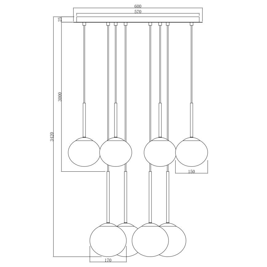 Ondaluce - Lysekrone med wire JEWEL 8xE14/10W/230V Ø 70 cm røgfarvet sort