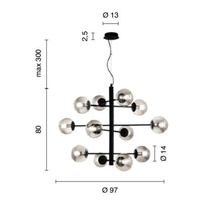Ondaluce - Lysekrone med wireophæng ELISEO 12xE14/10W/230V Ø 97 cm guld/røget beige