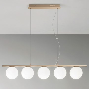 Ondaluce - Lysekrone MONILE på wire 5xE14/10W/230V guld/hvid