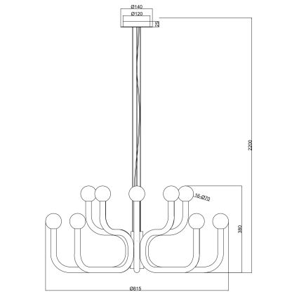Ondaluce - Lysekrone på kabel DERBY 16×G9/7W/230V Ø 81,5 cm sort
