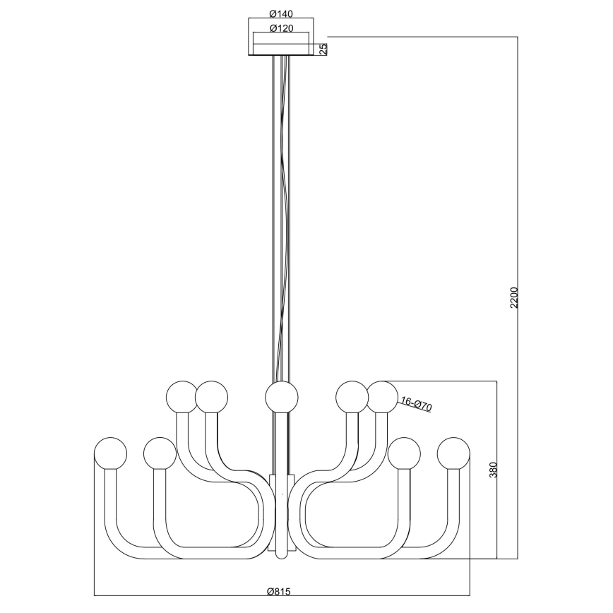 Ondaluce - Lysekrone på kabel DERBY 16×G9/7W/230V Ø 81,5 cm sort