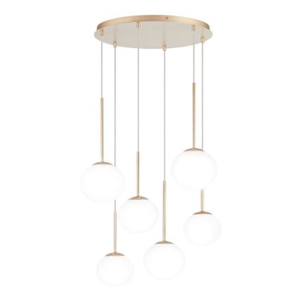 Ondaluce - Lysekrone på wire JEWEL 6xE14/10W/230V Ø 55 cm guld/hvid
