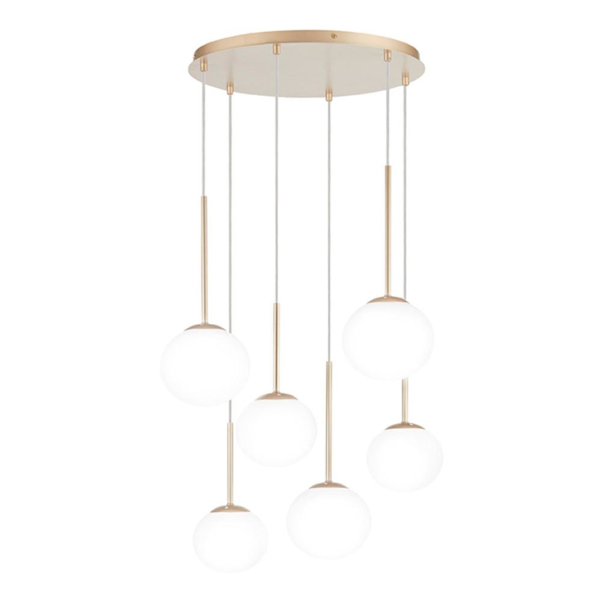 Ondaluce - Lysekrone på wire JEWEL 6xE14/10W/230V Ø 55 cm guld/hvid