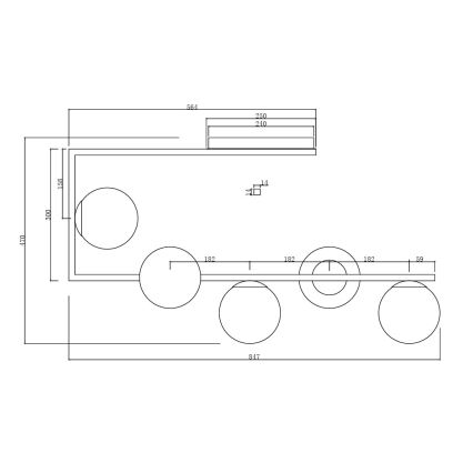Ondaluce - MONILE loftlampe på stang 5xE14/10W/230V, sort/røget sort
