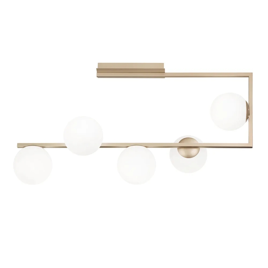 Ondaluce - MONILE stangpendel 5xE14/10W/230V, guld/hvid