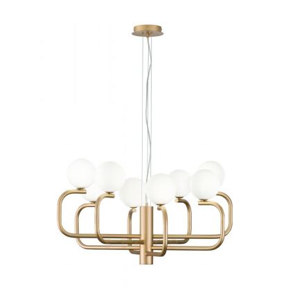Ondaluce - Pendel med wire JEPPY 8xG9/7W/230V Ø 78,5 cm guld/hvid