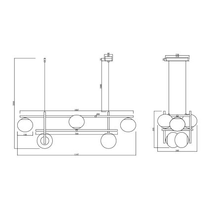 Ondaluce - Pendel med wireophæng JEWEL 6xE14/10W/230V guld/hvid