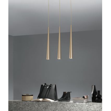 Ondaluce - Pendel på kabel NOA 1xGU10/20W/230V Ø 5,5 cm guldfarvet