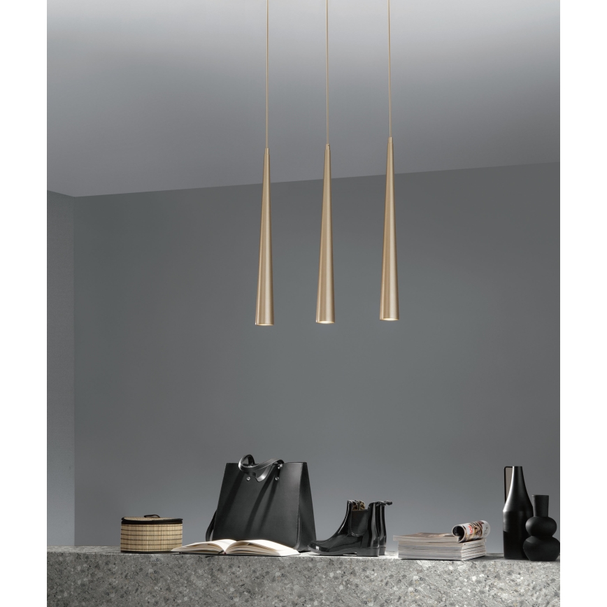Ondaluce - Pendel på kabel NOA 1xGU10/20W/230V Ø 5,5 cm guldfarvet