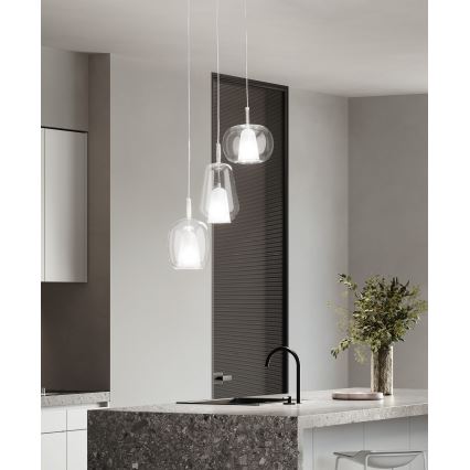 Ondaluce - Pendel på kabel THELMA 1xE27/15W/230V Ø 25 cm guld/klar