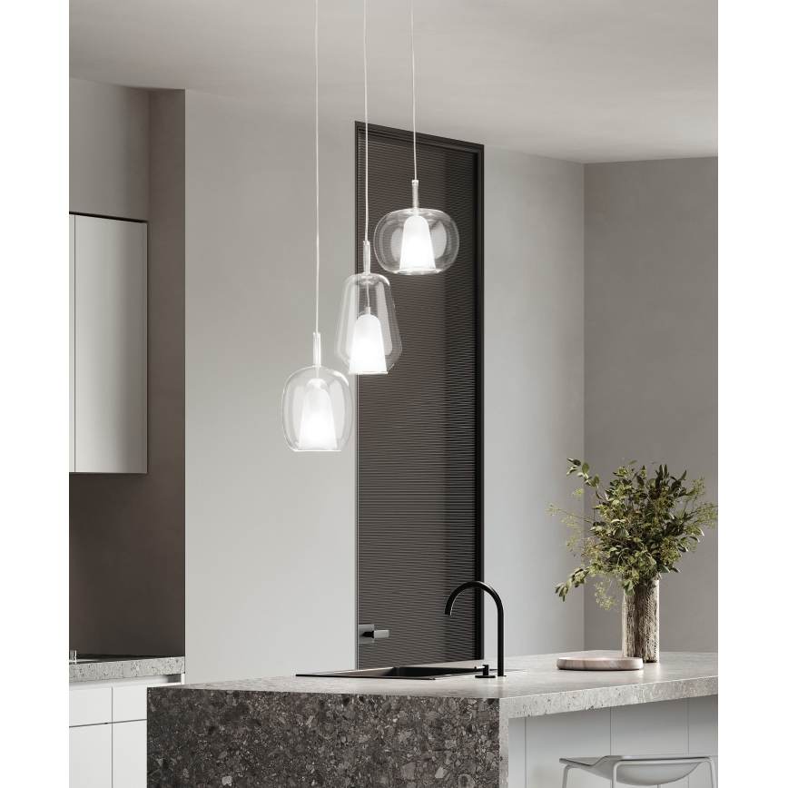 Ondaluce - Pendel på kabel THELMA 1xE27/15W/230V Ø 25 cm guld/klar