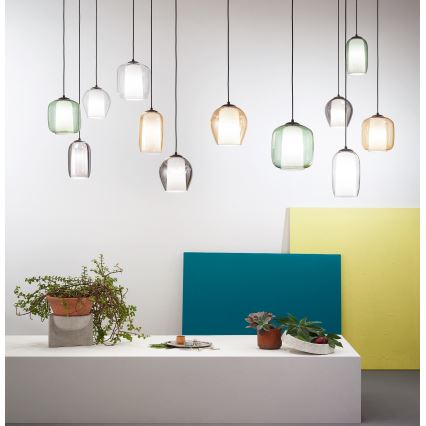 Ondaluce - Pendel på ledning BONNIE 1x E27/15W/230V Ø 15,5 cm sort/røget sort