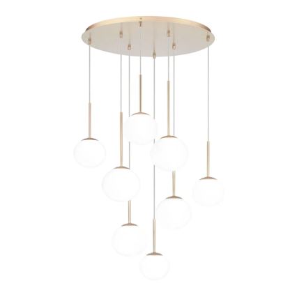 Ondaluce - Pendel på ledning JEWEL 8xE14/10W/230V Ø 70 cm guld/hvid