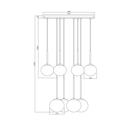 Ondaluce - Pendel på ledning JEWEL 8xE14/10W/230V Ø 70 cm guld/hvid