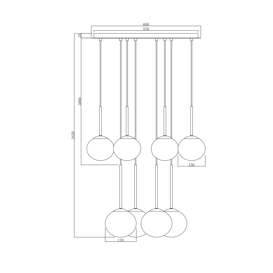 Ondaluce - Pendel på ledning JEWEL 8xE14/10W/230V Ø 70 cm guld/hvid
