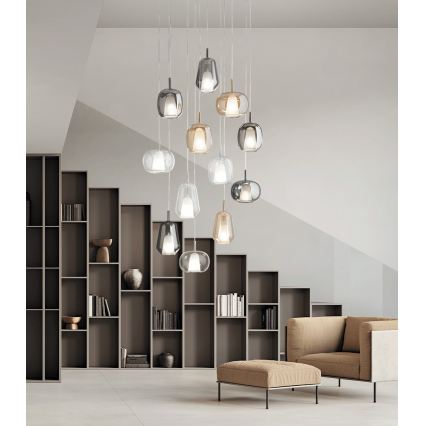 Ondaluce - Pendel på ledning THELMA 1xE27/15W/230V røgfarvet beige