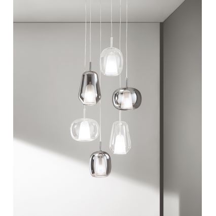 Ondaluce - Pendel på ledning THELMA 1xE27/15W/230V Ø 19,5 cm guld/klar