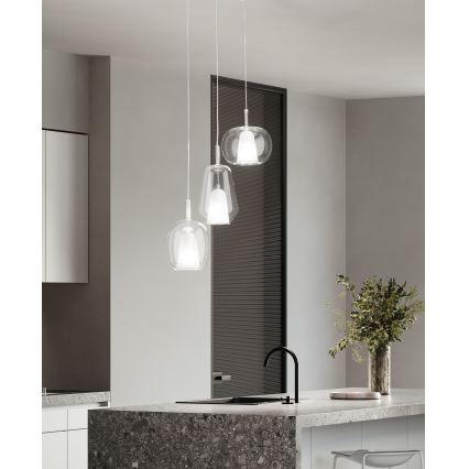Ondaluce - Pendel på ledning THELMA 1xE27/15W/230V Ø 19,5 cm guld/klar