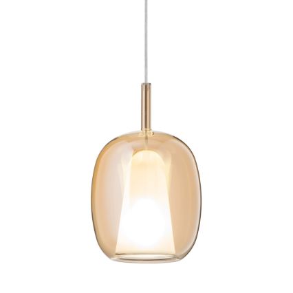 Ondaluce - Pendel på ledning THELMA 1xE27/15W/230V Ø 19,5 cm, guld/røget beige