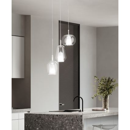Ondaluce - Pendel på ledning THELMA 1xE27/15W/230V Ø 19 cm guldfarvet/gennemsigtig