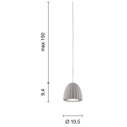 Ondaluce - Pendel på wire CONCRETE 1xGU10/7,5W/230V Ø 10,5 cm beton/grå