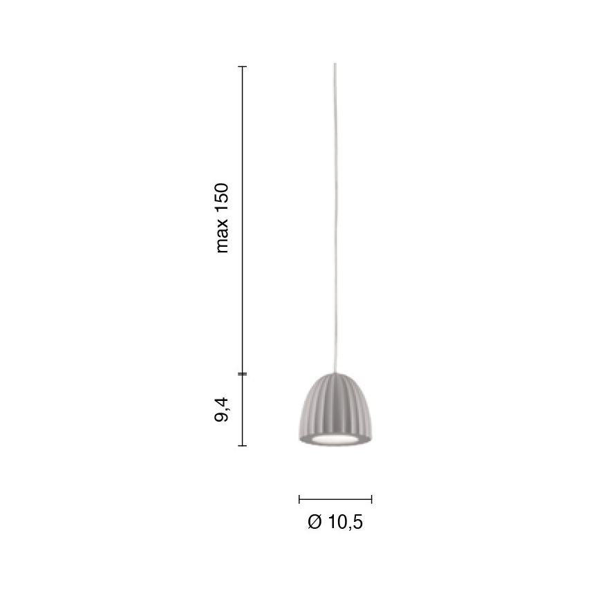 Ondaluce - Pendel på wire CONCRETE 1xGU10/7,5W/230V Ø 10,5 cm beton/grå