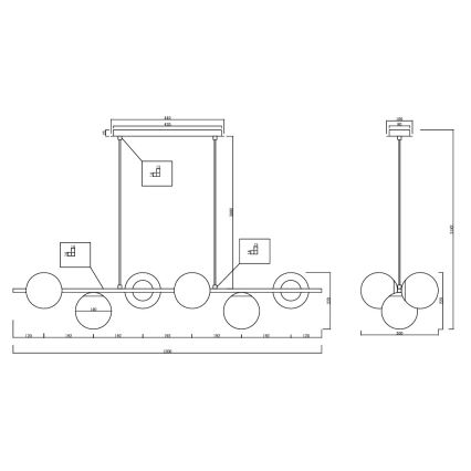 Ondaluce - Pendel på wire MONILE 6xE14/10W/230V sort/røget sort