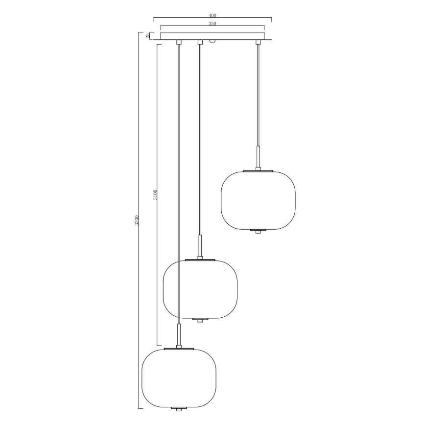 Ondaluce - Pendel på ledning ODETTE 3xE14/10W/230V Ø 43 cm guld/røgfarvet flerfarvet
