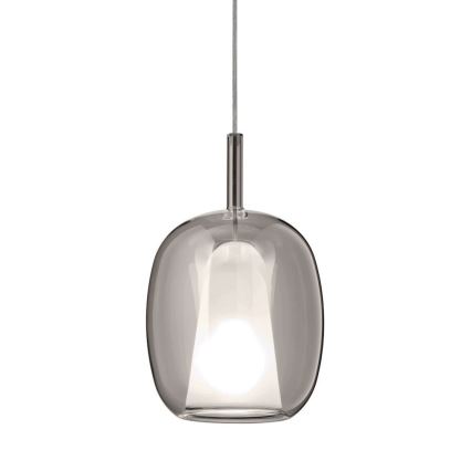 Ondaluce - Pendel på wire THELMA 1xE27/15W/230V Ø 19,5 cm sort/røggrå