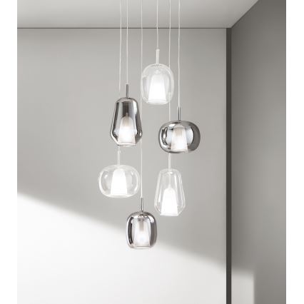 Ondaluce - Pendel på wire THELMA 1xE27/15W/230V Ø 19,5 cm sort/røggrå