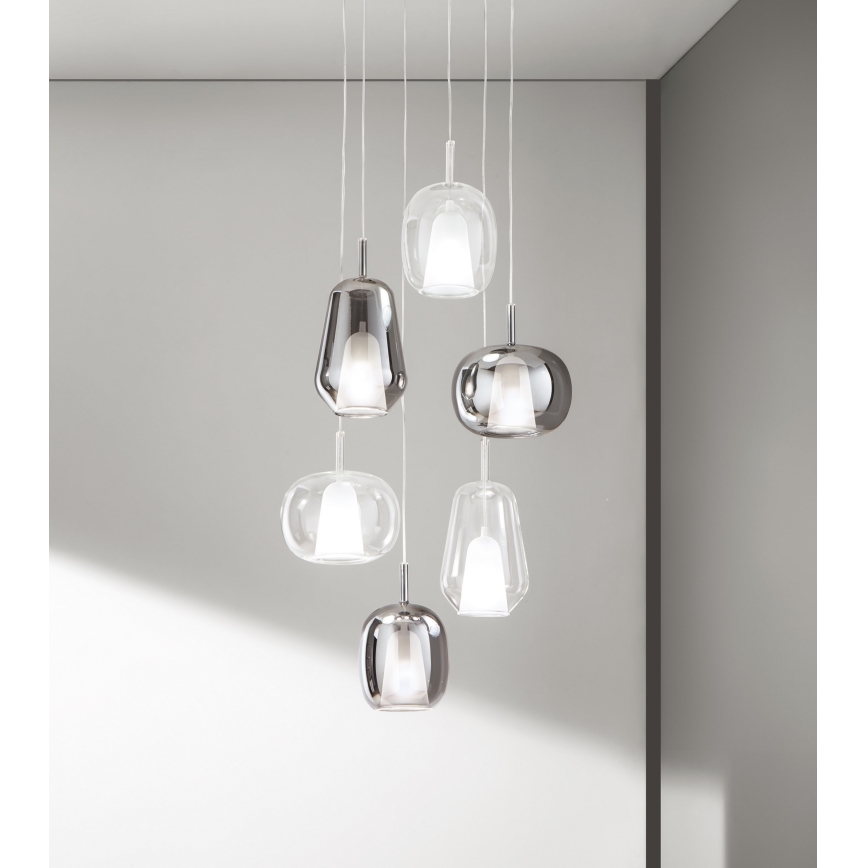 Ondaluce - Pendel på wire THELMA 1xE27/15W/230V Ø 19,5 cm sort/røggrå