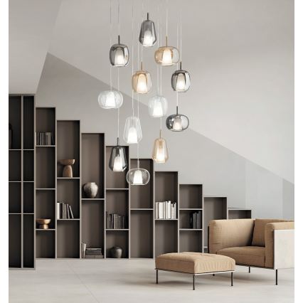 Ondaluce - Pendellampe på kabel THELMA 1xE27/15W/230V røggrå