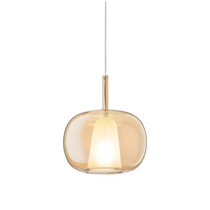 Ondaluce - Pendellampe på ledning THELMA 1xE27/15W/230V Ø 25 cm guld/røgbeige