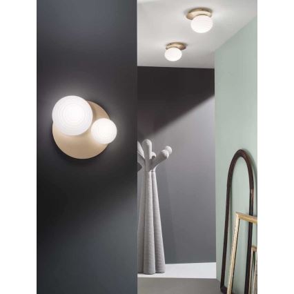 Ondaluce - Væglampe TONDO 1xE14/10W/230V + 1xE27/15W guld/hvid