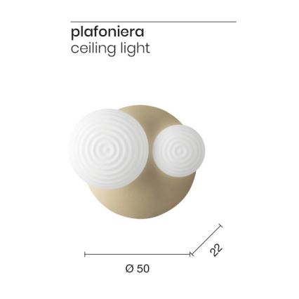 Ondaluce - Væglampe TONDO 1xE14/10W/230V + 1xE27/15W guld/hvid