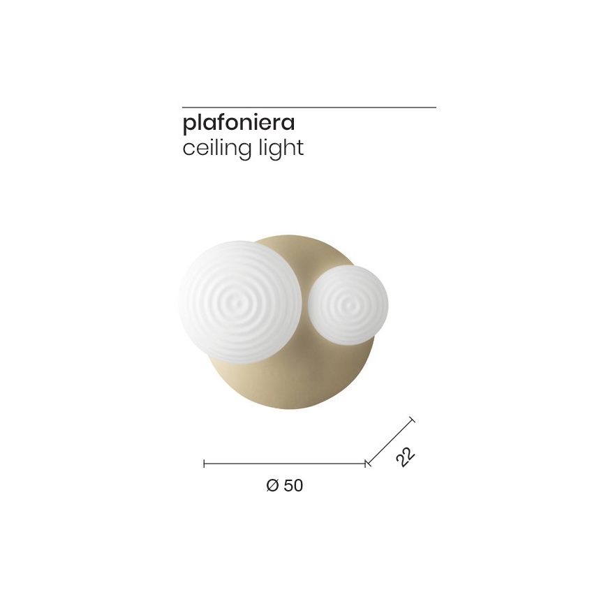 Ondaluce - Væglampe TONDO 1xE14/10W/230V + 1xE27/15W guld/hvid
