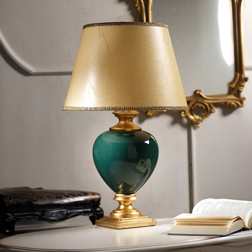 ONLI - Bordlampe AMADEUS 1xE27/15W/230V 72 cm grøn/guldfarvet
