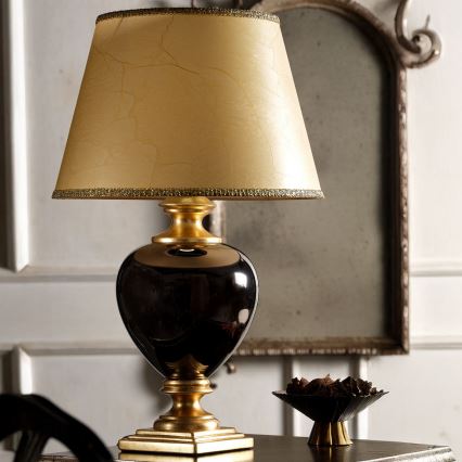 ONLI - Bordlampe AMADEUS 1xE27/15W/230V 72 cm sort/guldfarvet