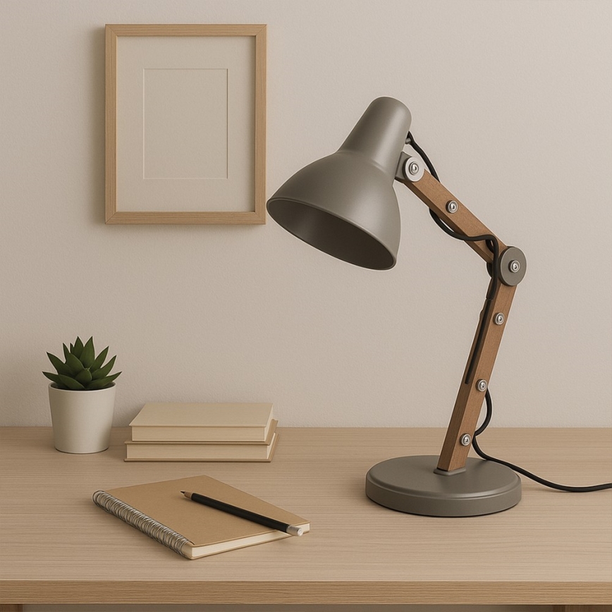 ONLI - Bordlampe ARCHITETTO 1xE27/22W/230V 62 cm grå/brun