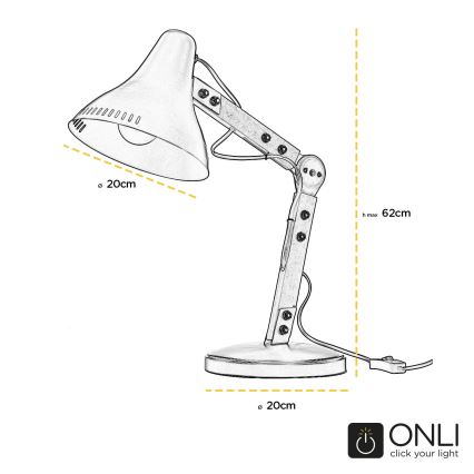 ONLI - Bordlampe ARCHITETTO 1xE27/22W/230V 62 cm grå/brun