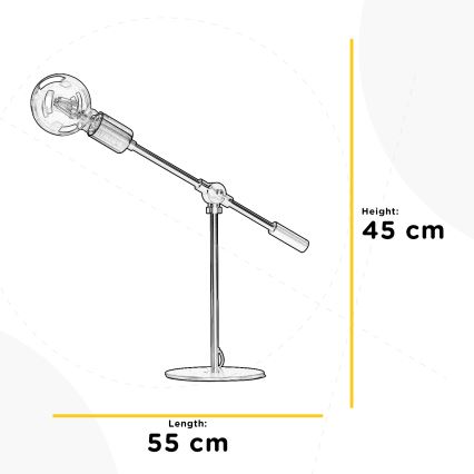 ONLI - Bordlampe ASTE 1xE27/15W/230V 45 cm sort/guldfarvet