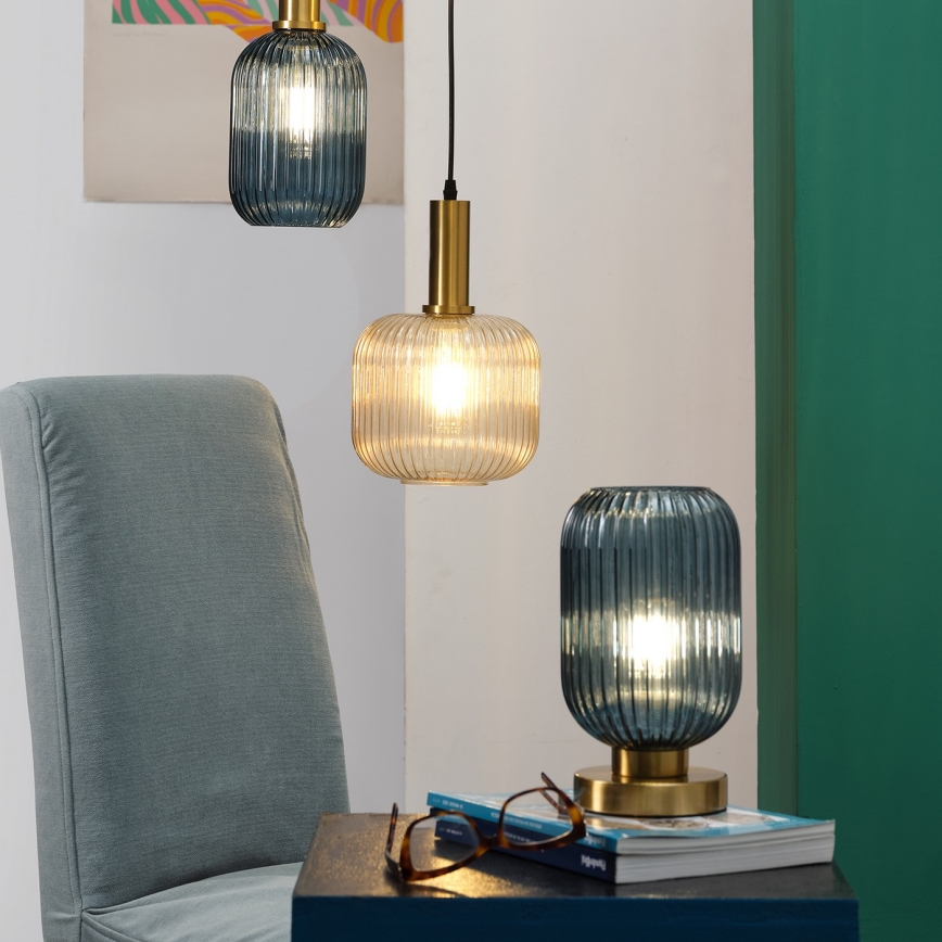 ONLI - Bordlampe DOROTY 1xE27/22W/230V blå/guldfarvet