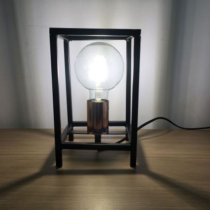 ONLI - Bordlampe FLOKI 1xE27/15W/230V 20 cm sort/kobber