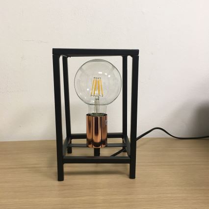 ONLI - Bordlampe FLOKI 1xE27/15W/230V 20 cm sort/kobber