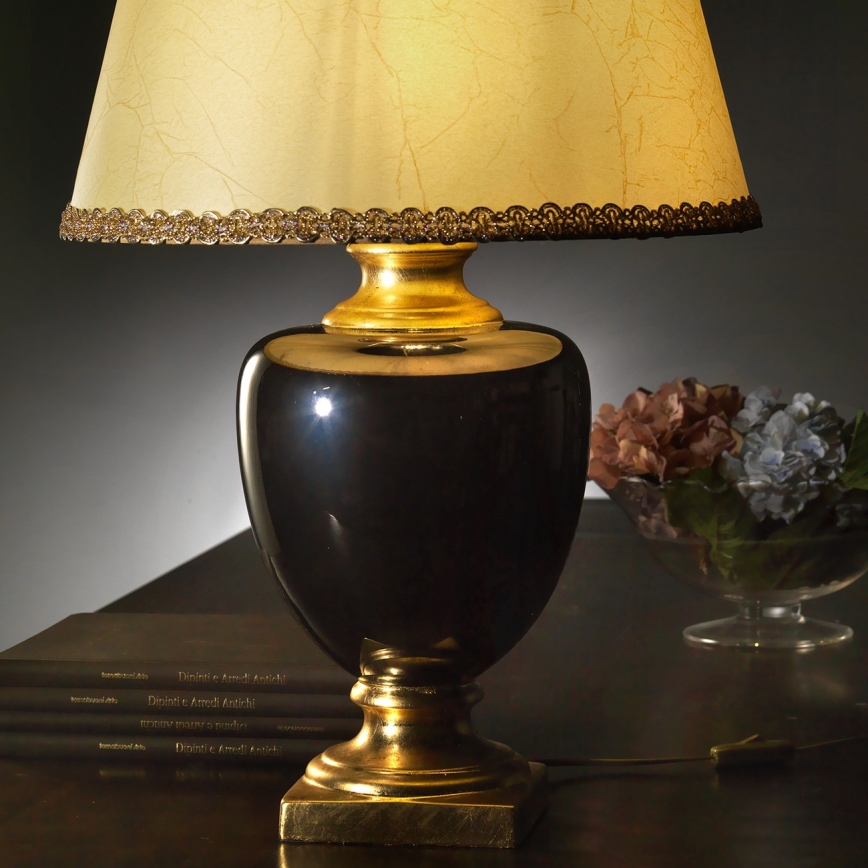 ONLI - Bordlampe MOZART 1xE27/22W/230V sort/guld 67 cm