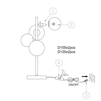 ONLI - Bordlampe PALOMA 4xG9/10W/230V 48 cm guldfarvet