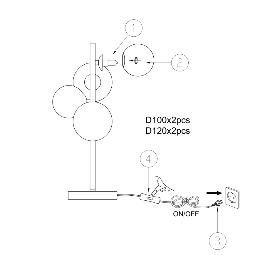 ONLI - Bordlampe PALOMA 4xG9/10W/230V 48 cm guldfarvet