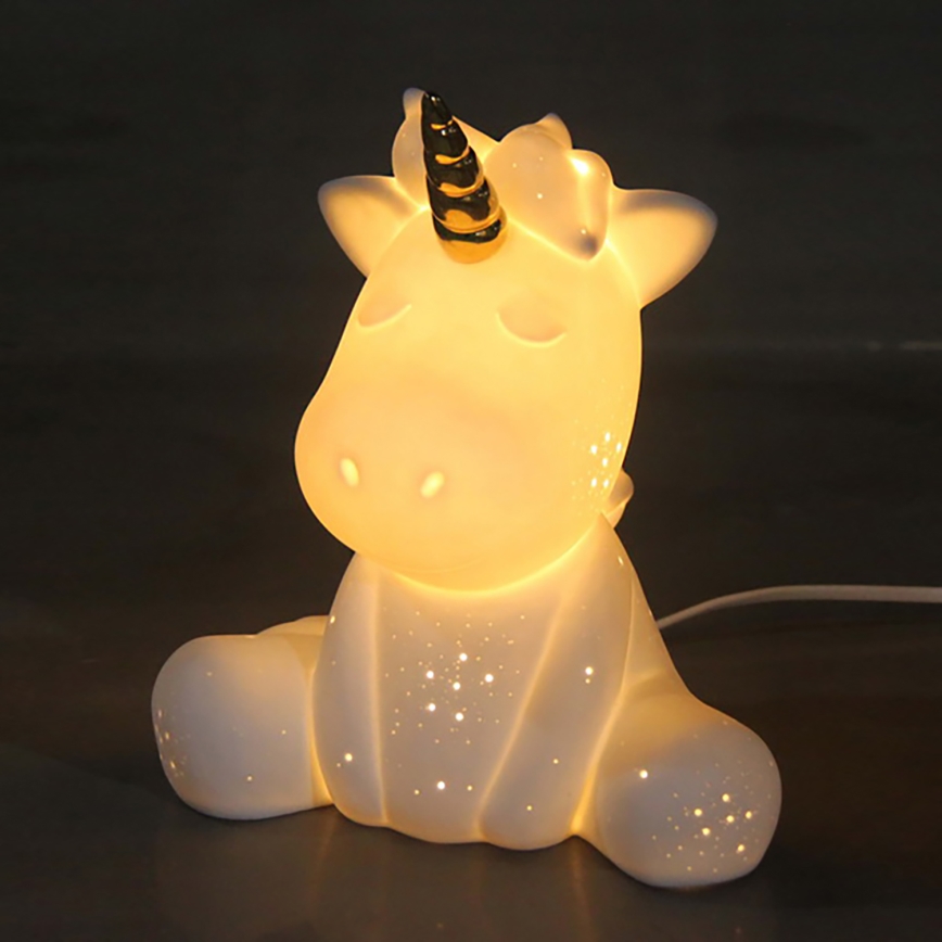 ONLI - Bordlampe PORCELLANA 1xE14/6W/230V 23,5 cm enhjørning