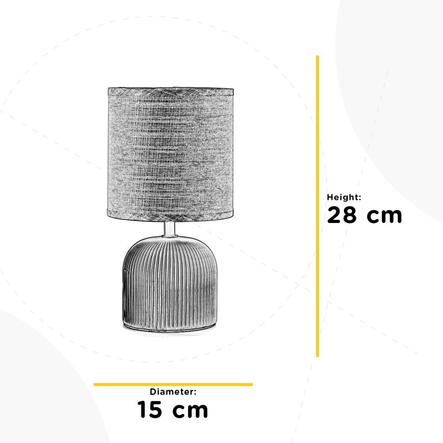 ONLI - Bordlampe SHELLY 1xE27/22W/230V grå 28 cm